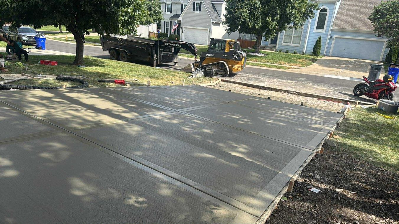 fresh concrete driveway 