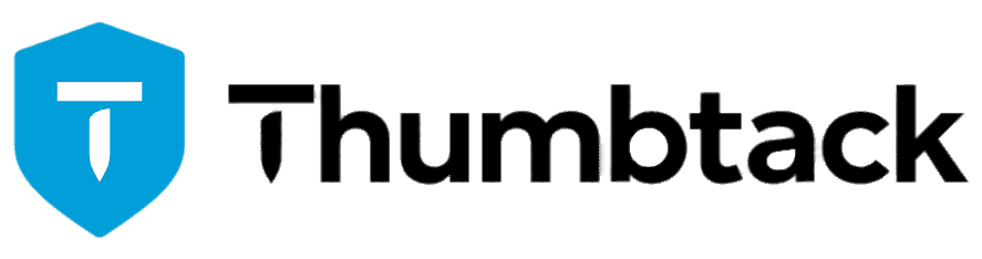 ThumbTack logo with a blue shield and a white 