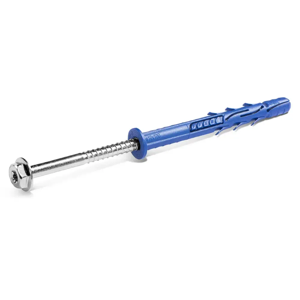 Blue-and-silver golf club repair tool with a long metal shaft and blue handle on white background