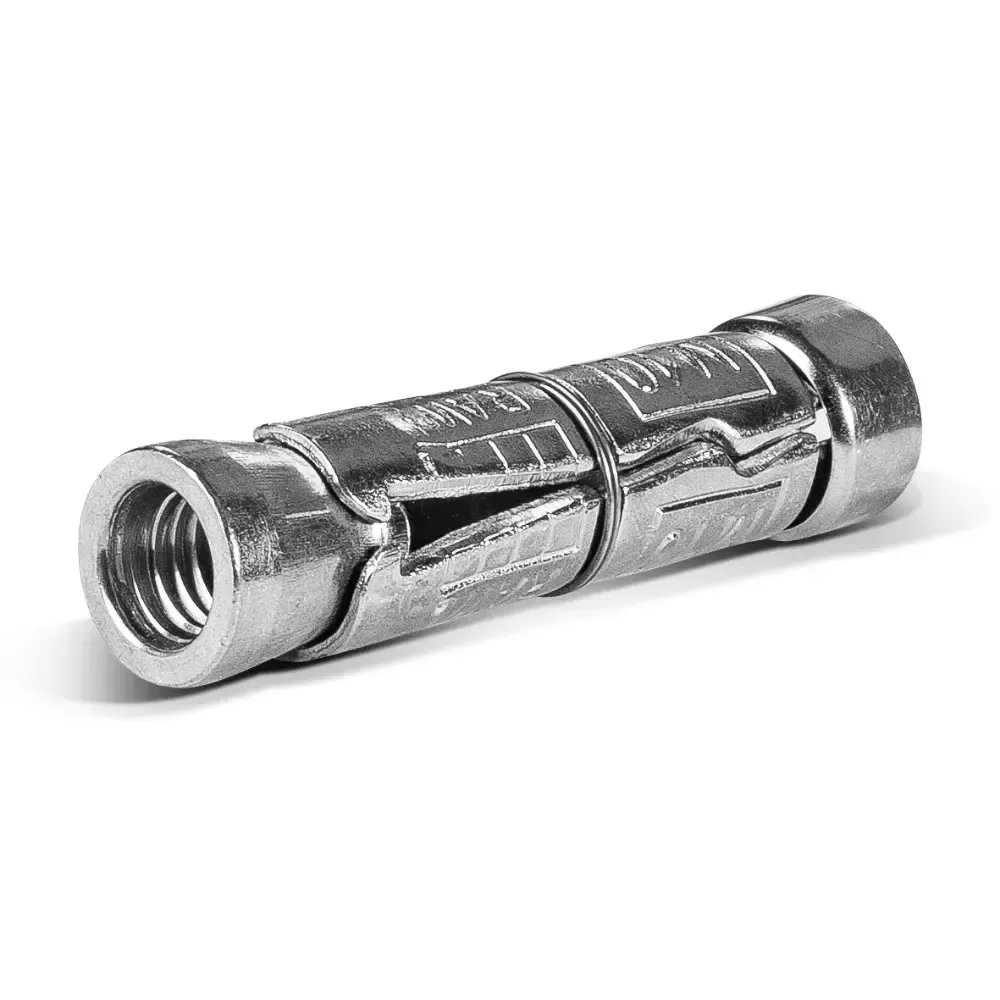 Metal expansion anchor bolt on a white background
