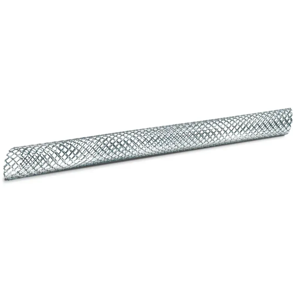 Silver wire mesh sleeve on a white background