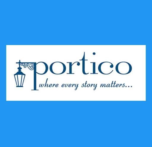 The logo for portico where every story matters