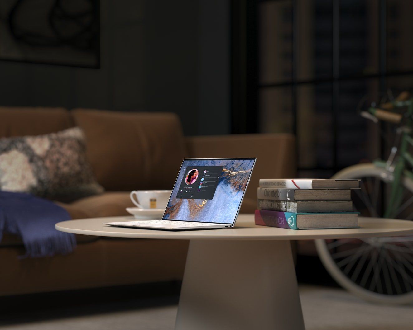 laptop on table