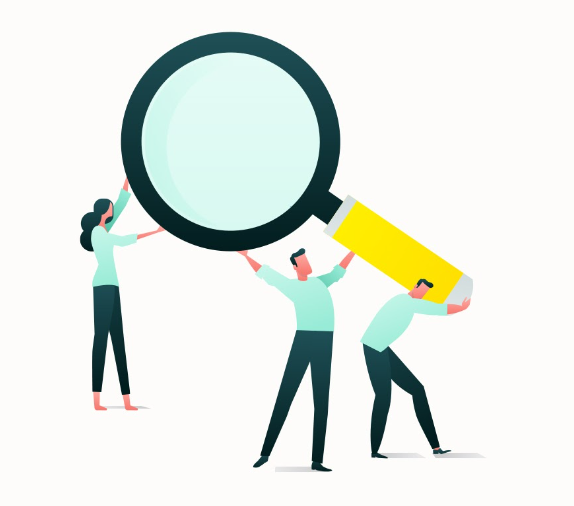 a man and a woman are holding a magnifying glass