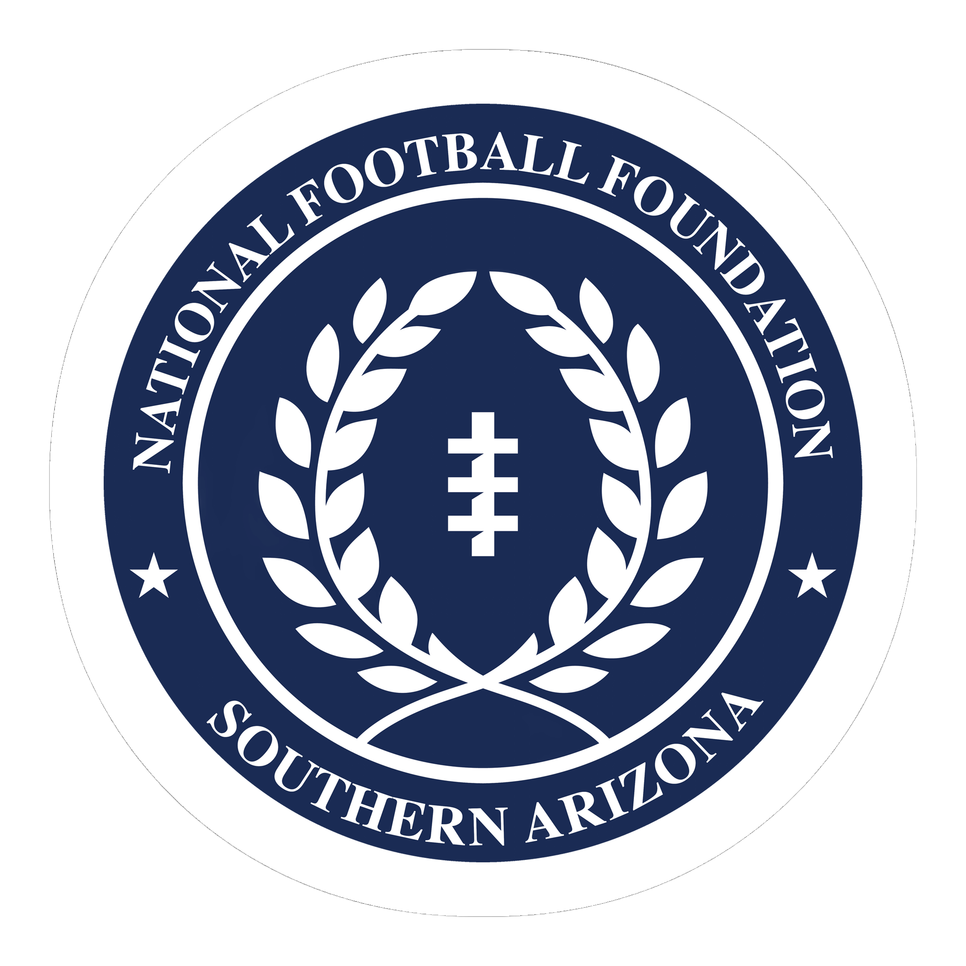 National Football Foundation Southern Arizona navy-blue circular logo with white laurel wreath and football icon