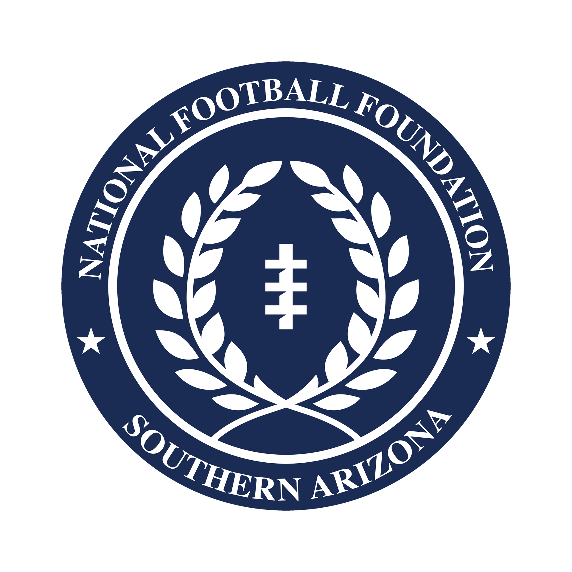 National Football Foundation Southern Arizona navy-blue circular logo with white laurel wreath and football icon