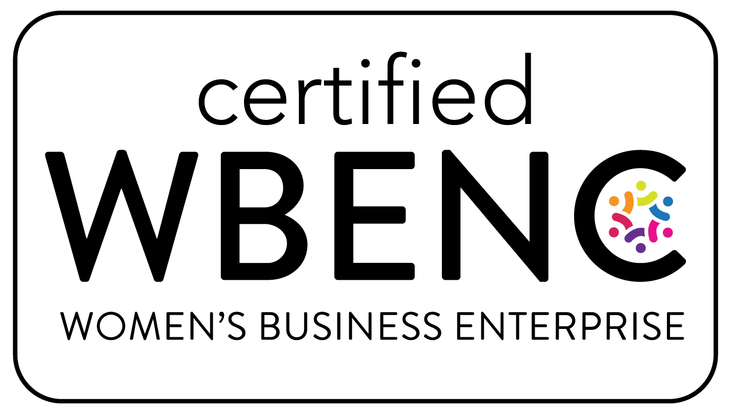 Certified WBENC Women's Business Enterprise logo with black text and a colorful, circular icon inside the letter C.