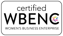 Certified WBENC Women's Business Enterprise logo with black text and a colorful, circular icon inside the letter C.