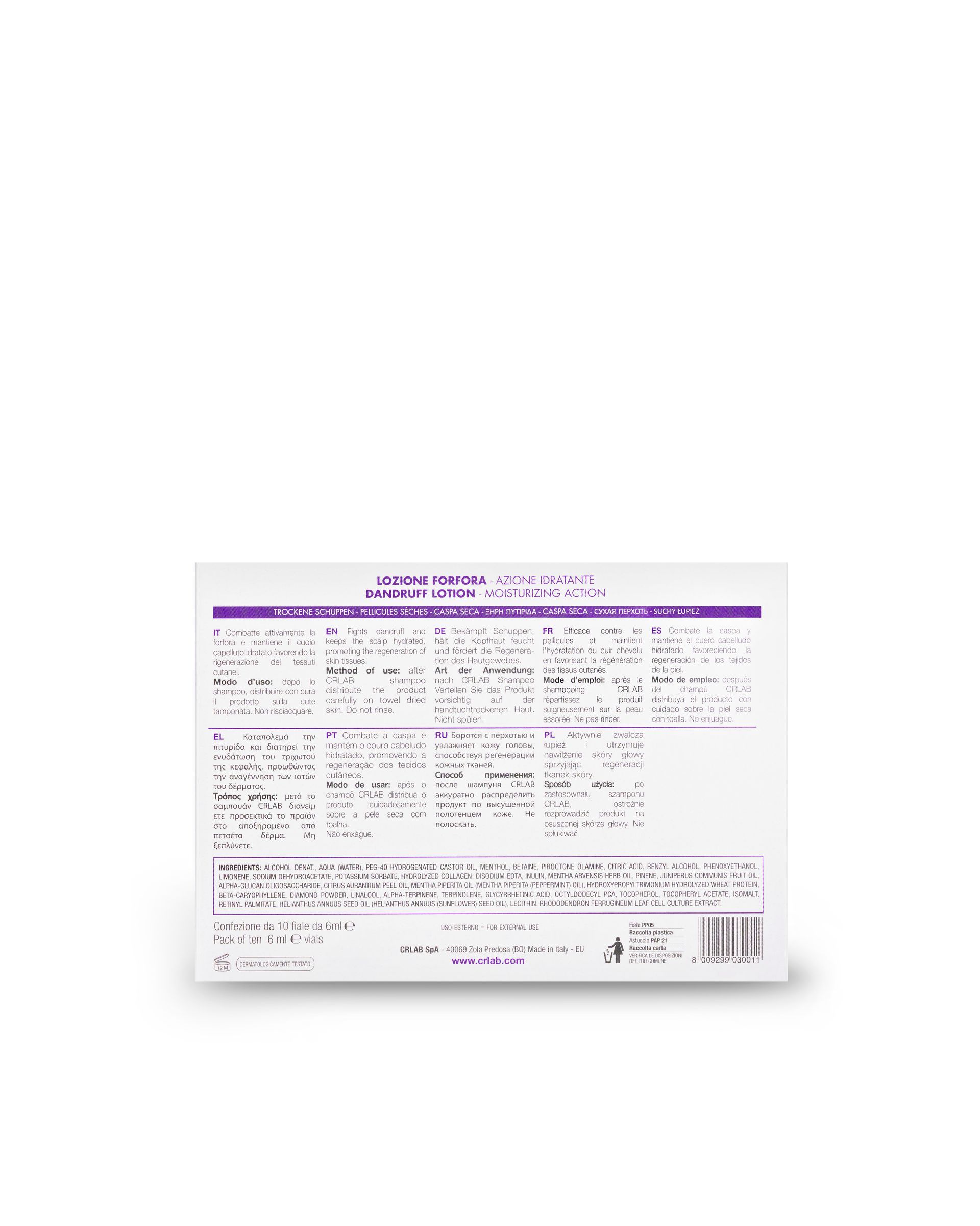 CRLAB anti-dandruff lotion box with purple branding and white packaging