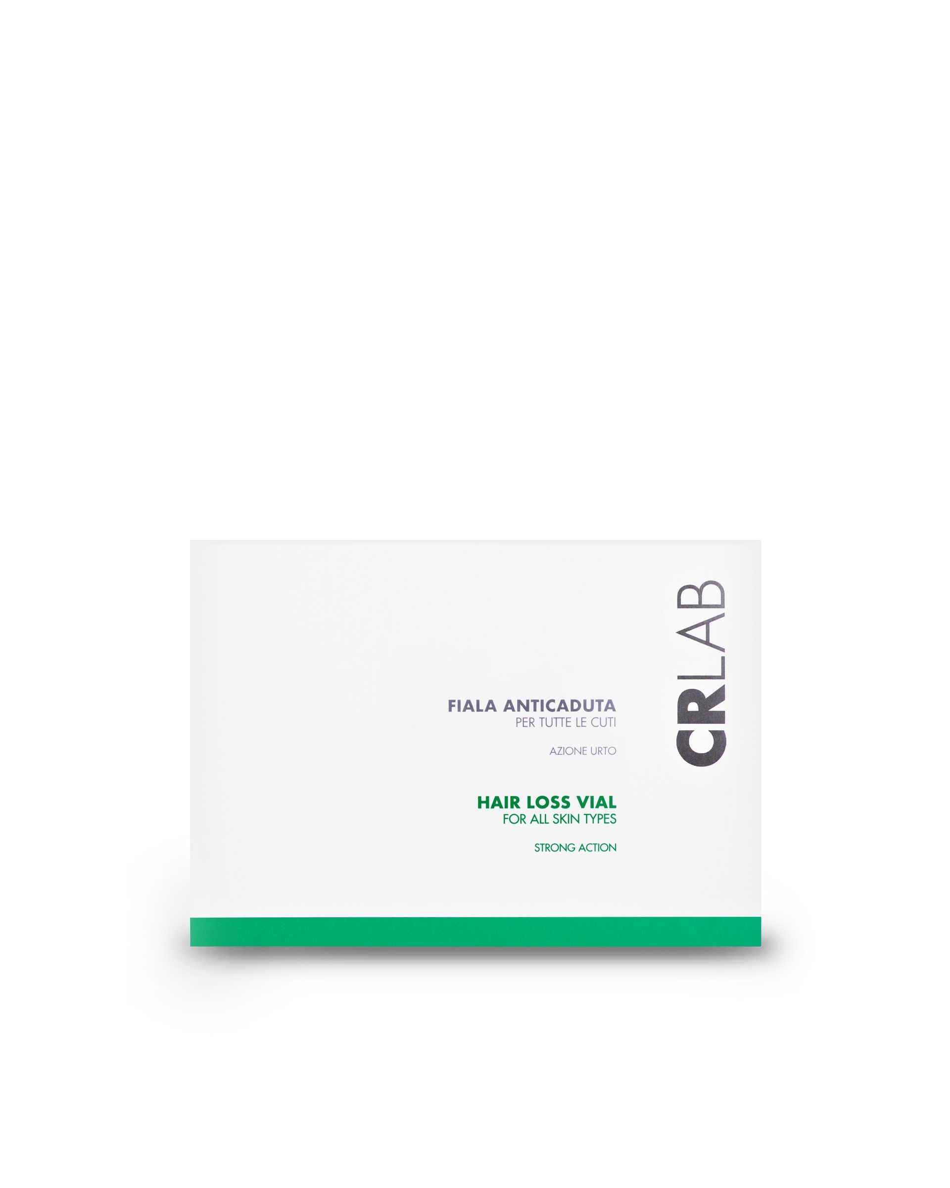 CRLAB hair loss vial product box with green stripe on white background