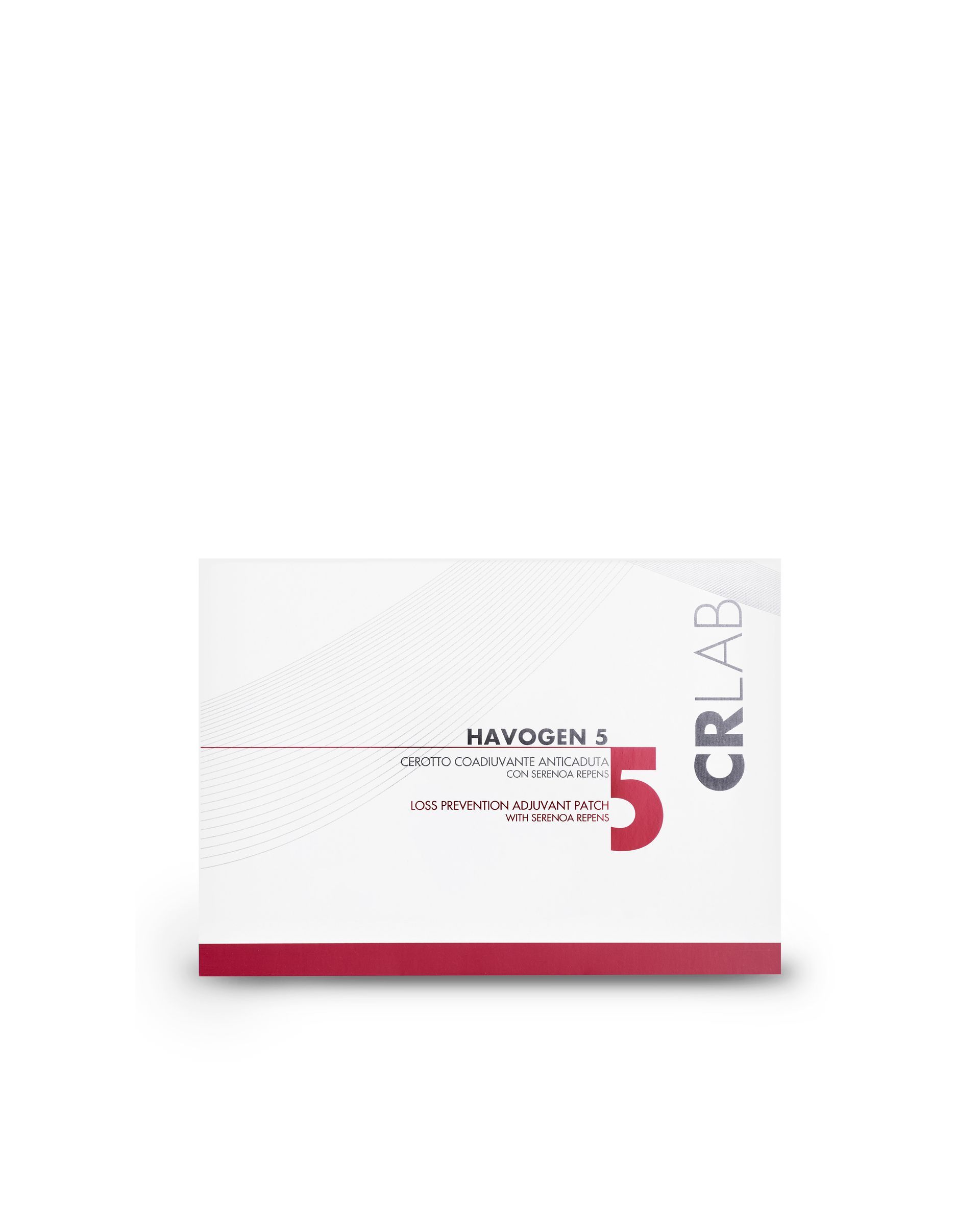 CRLAB Havogen 5 patch box front with white design and burgundy stripe