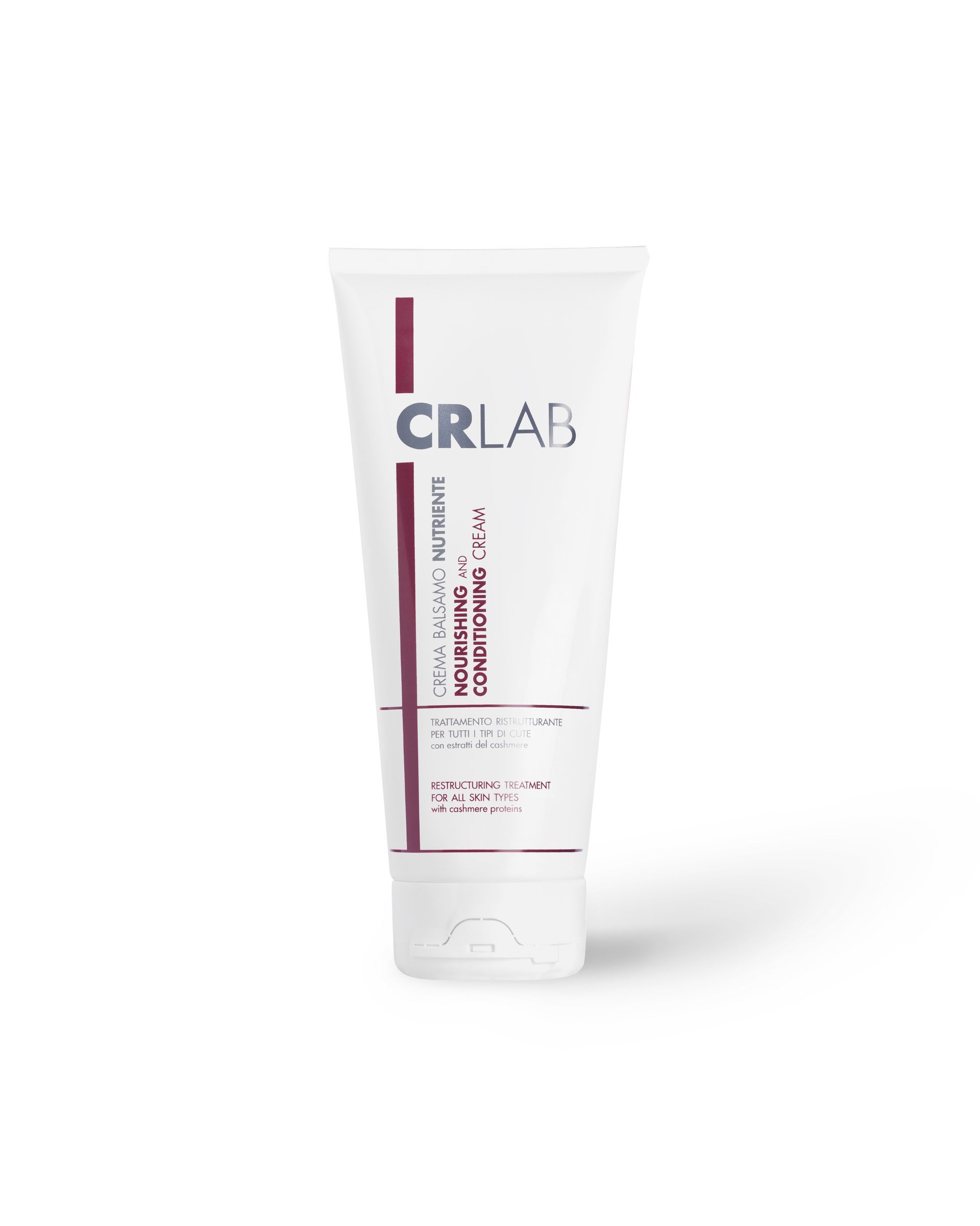 CRLAB nourishing conditioning cream tube in white with burgundy stripe branding
