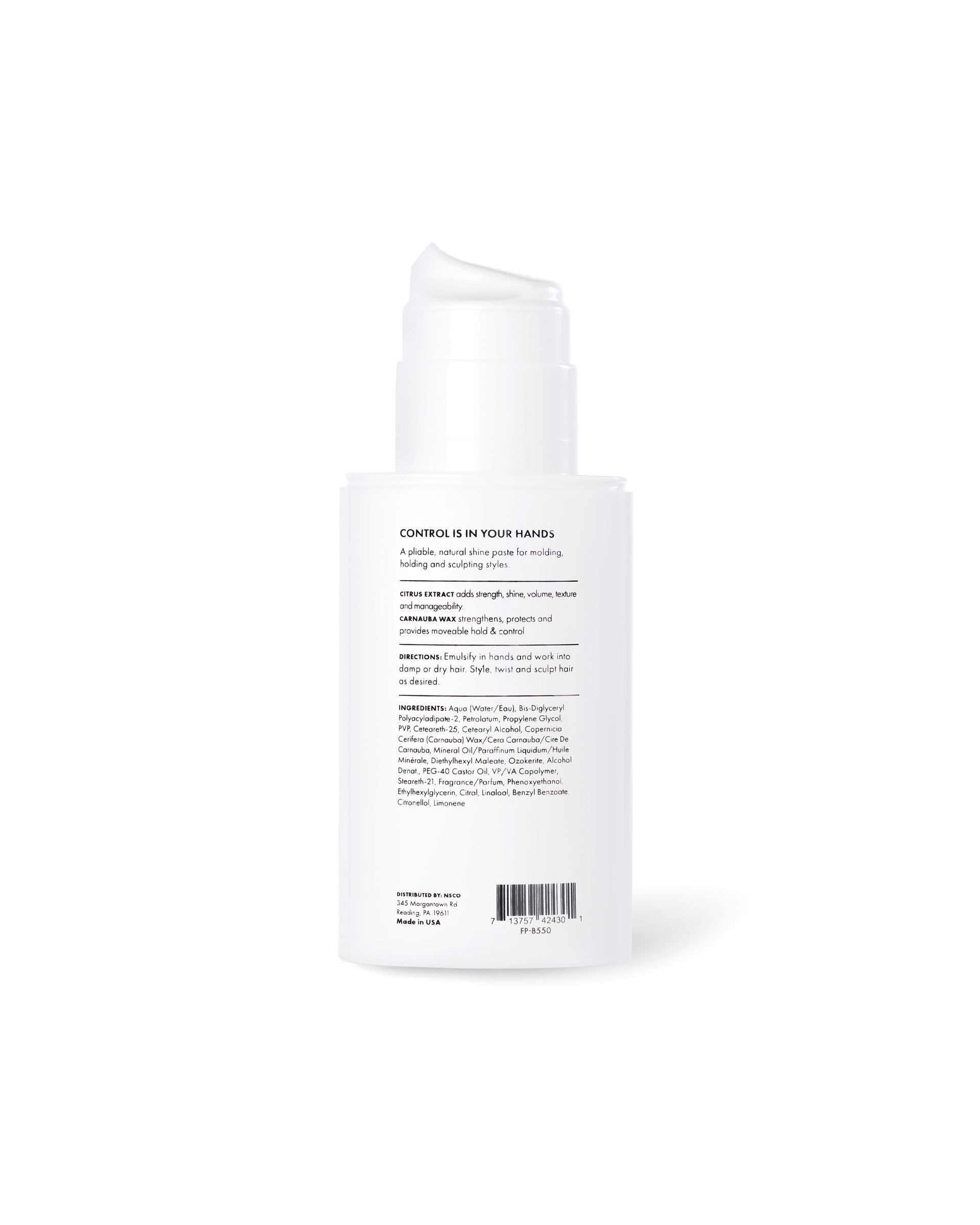 White pump bottle with UHC branding displaying Flex Paste for molding and sculpting
