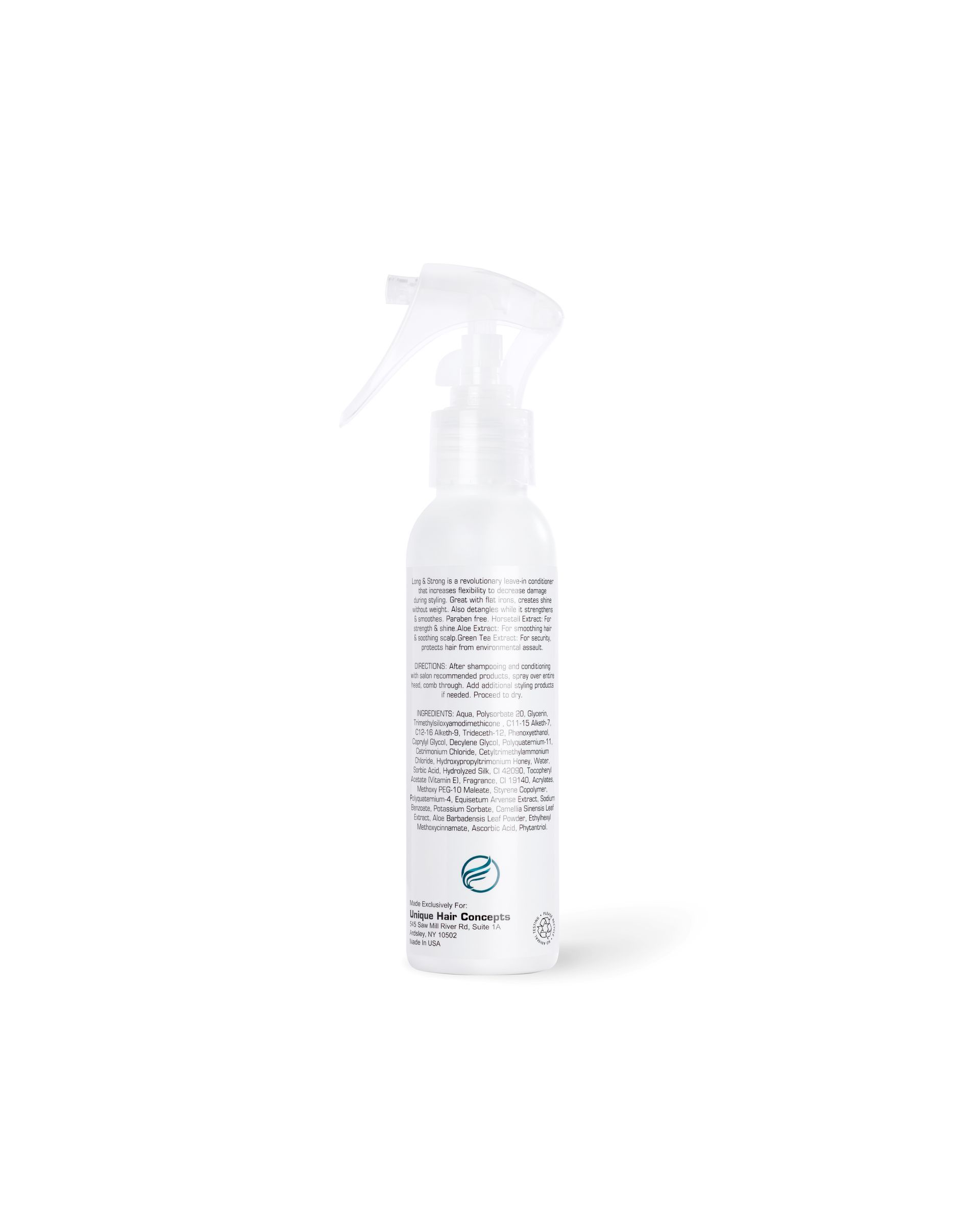 White spray bottle with blue label on a white background