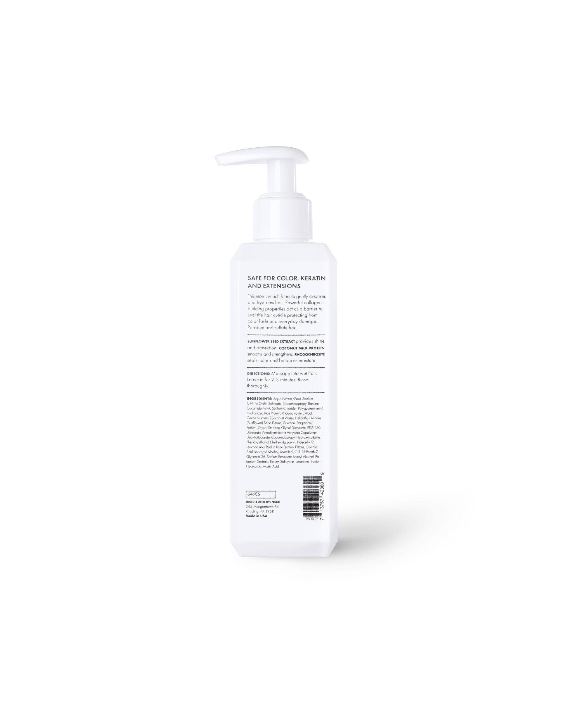 UHC Moisture Shampoo white bottle with pump dispenser, front label visible