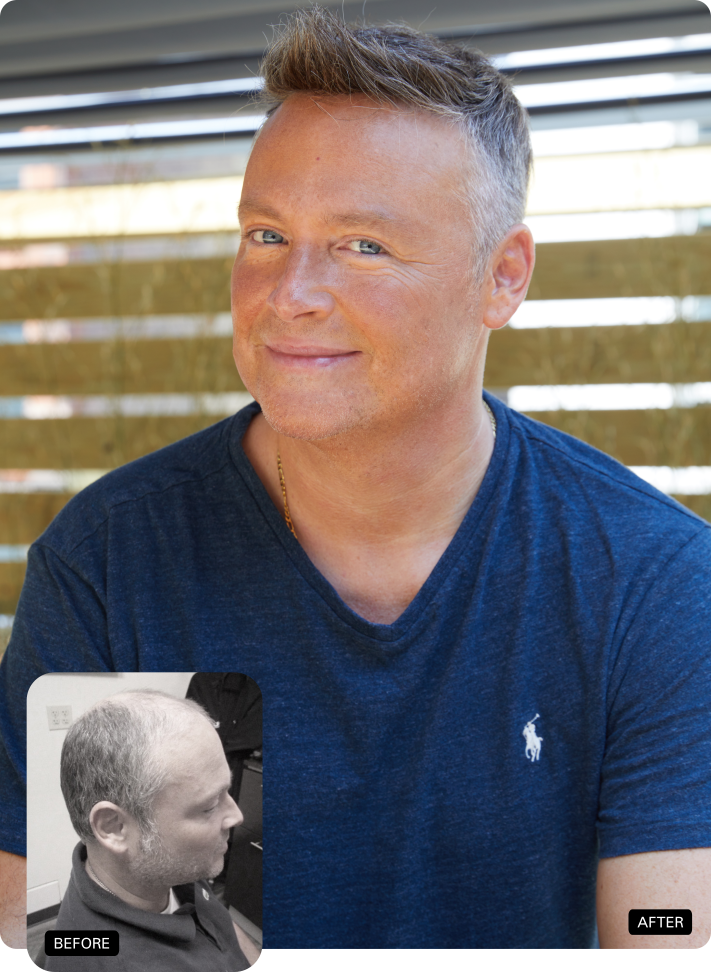 Portrait of a smiling man in a blue shirt