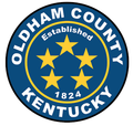 The logo for oldham county kentucky established in 1824