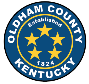The logo for oldham county kentucky established in 1824