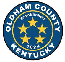 The logo for oldham county kentucky established in 1824