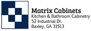 Matrix Cabinets logo: checkered design next to text 