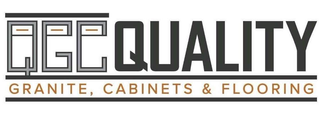 A logo for a company that sells granite , cabinets and flooring.