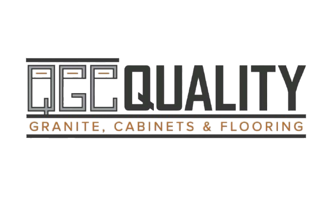 A logo for a company that sells granite , cabinets and flooring.