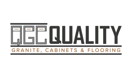 A logo for a company that sells granite , cabinets and flooring.