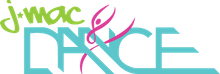 JMAC Dance logo with teal lettering and a pink dancer silhouette