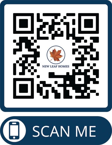 A New Leaf Homes QR code with a