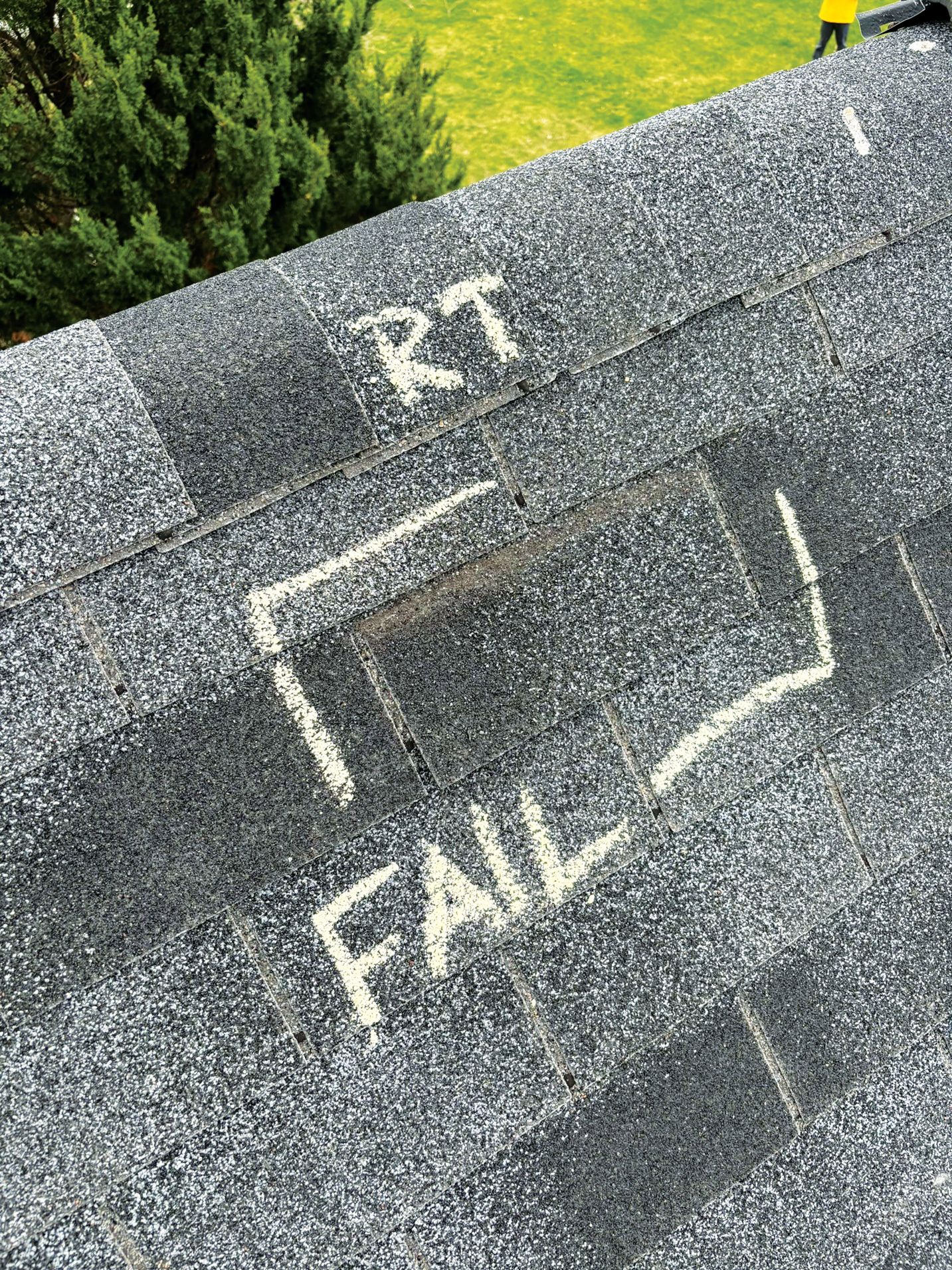 A close-up view of an asphalt shingle roof with 
