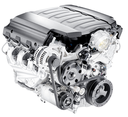 A close up of a car engine on a white background. | 19th Avenue Garage