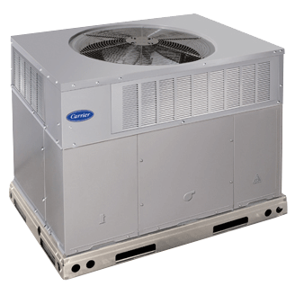 A carrier air conditioner is sitting on a pallet