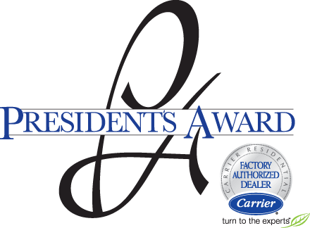 President’s Award logo with stylized black script and blue text, plus Carries factory-authorized dealer seal