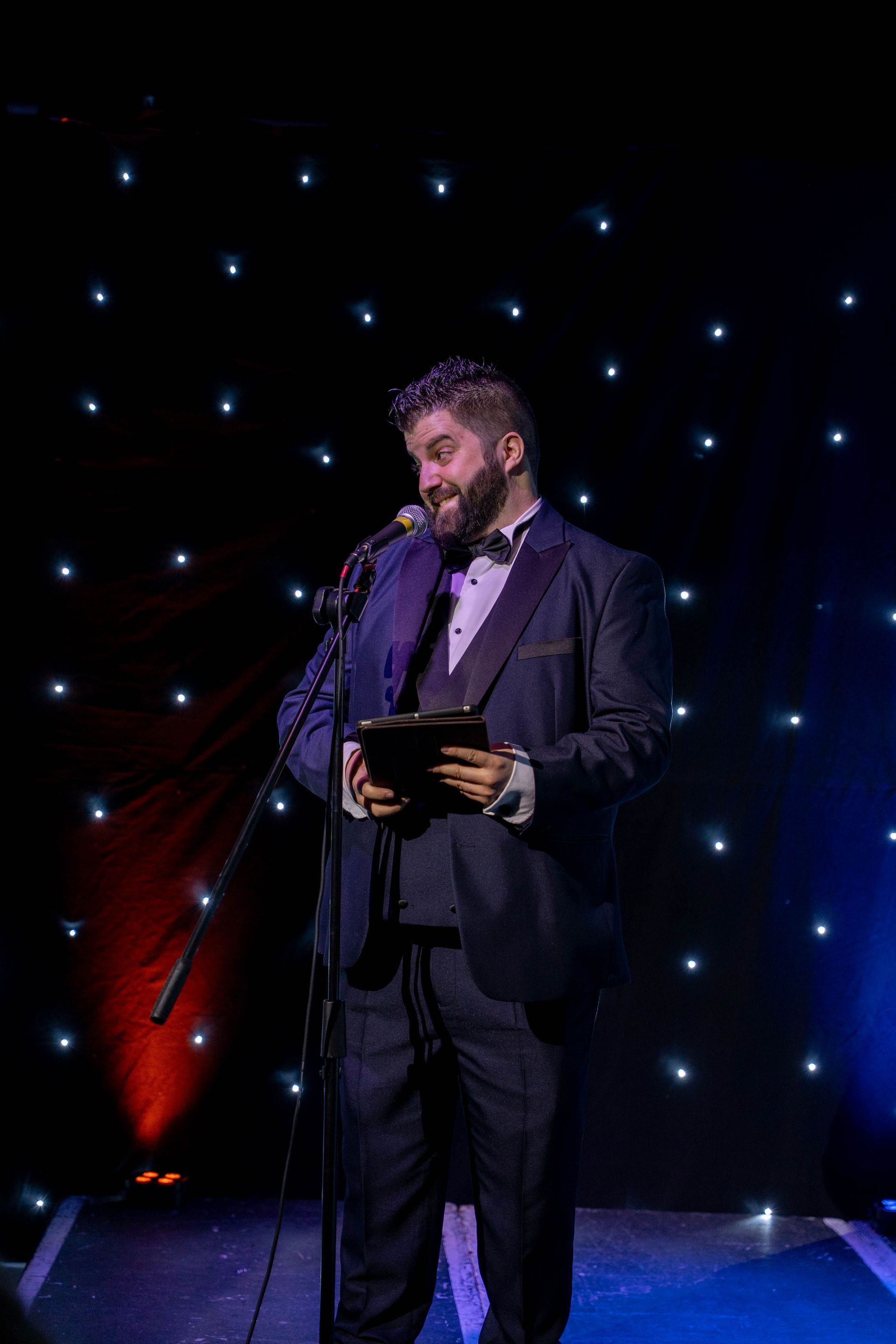 Wedding MC and magician Daniel Chard hosting a wedding reception