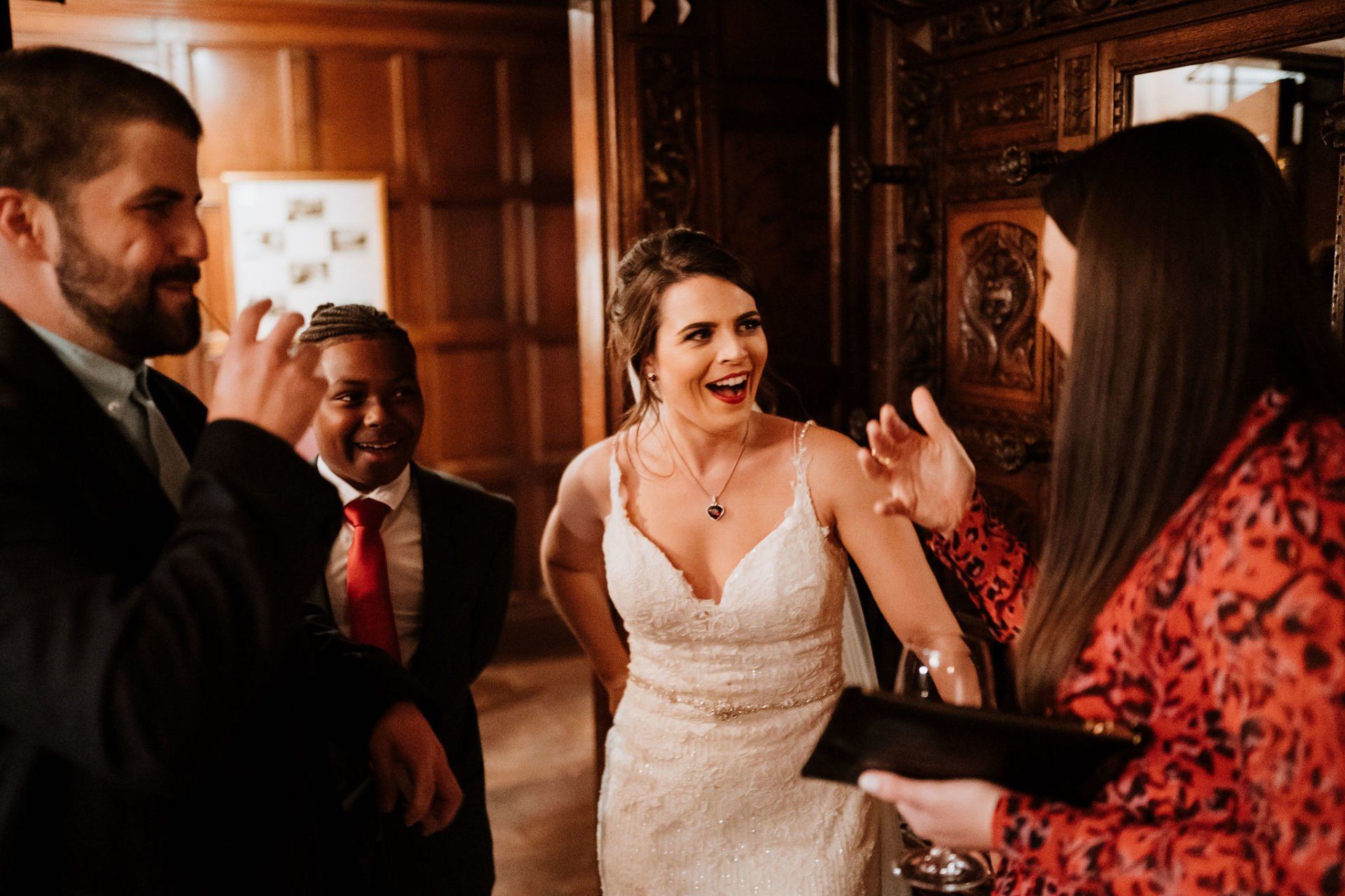 Daniel Chard entertaining evening wedding guests with close-up magic at a wedding reception