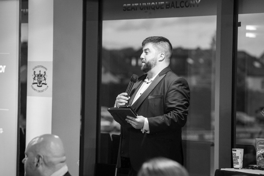 Wedding MC and magician Daniel Chard hosting a wedding reception