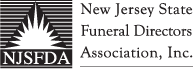 Logo of the New Jersey State Funeral Directors Association, Inc. with a sunburst icon and the acronym NJSFDA.