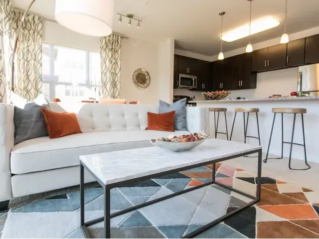 Living room table at Overlook at Franklin Square apartments in Baltimore, MD.
