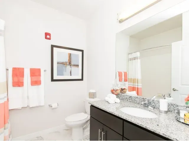 Bathroom at Overlook at Franklin Square apartments in Baltimore, MD.