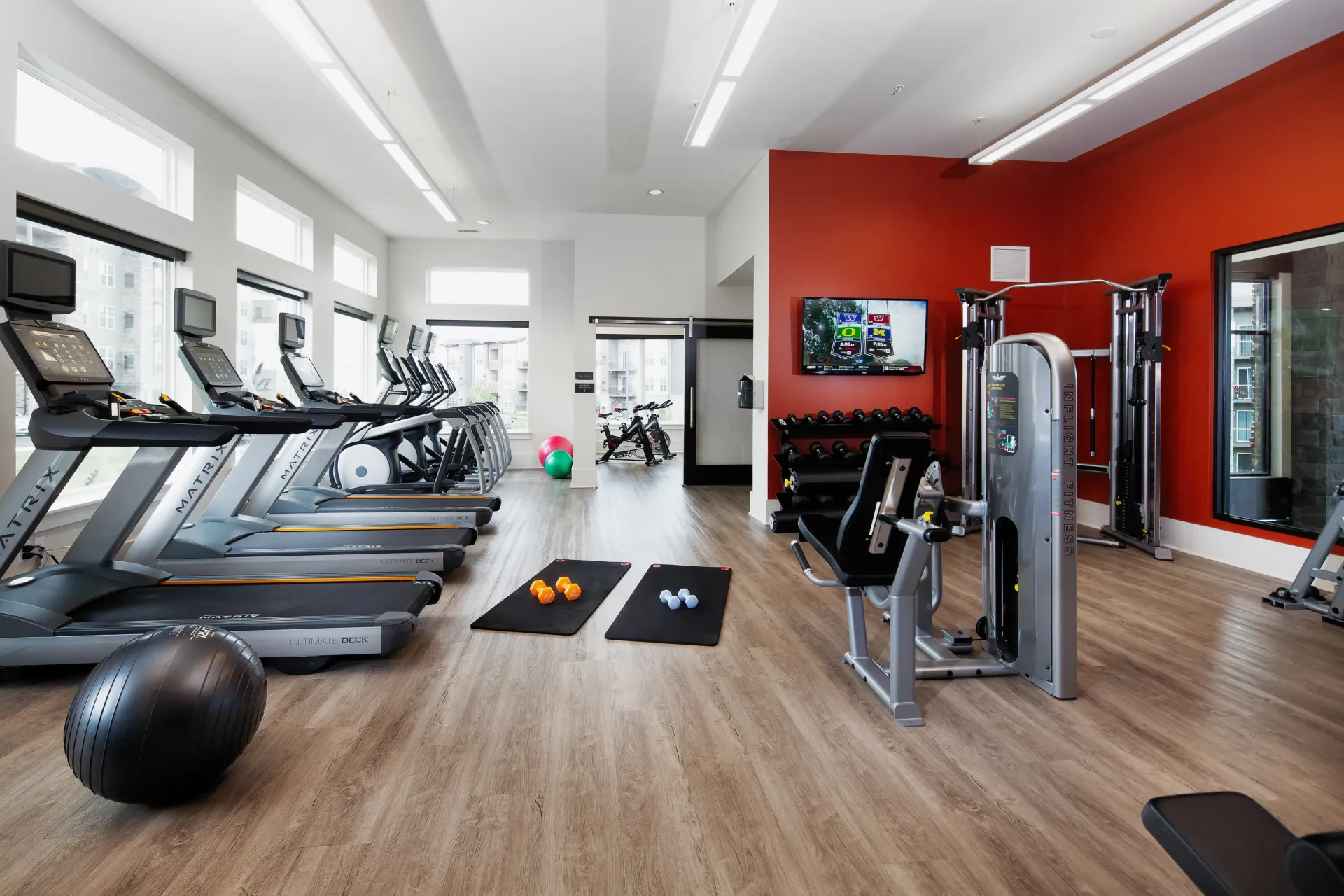 Fitness center at Overlook at Franklin Square apartments in Baltimore, MD.