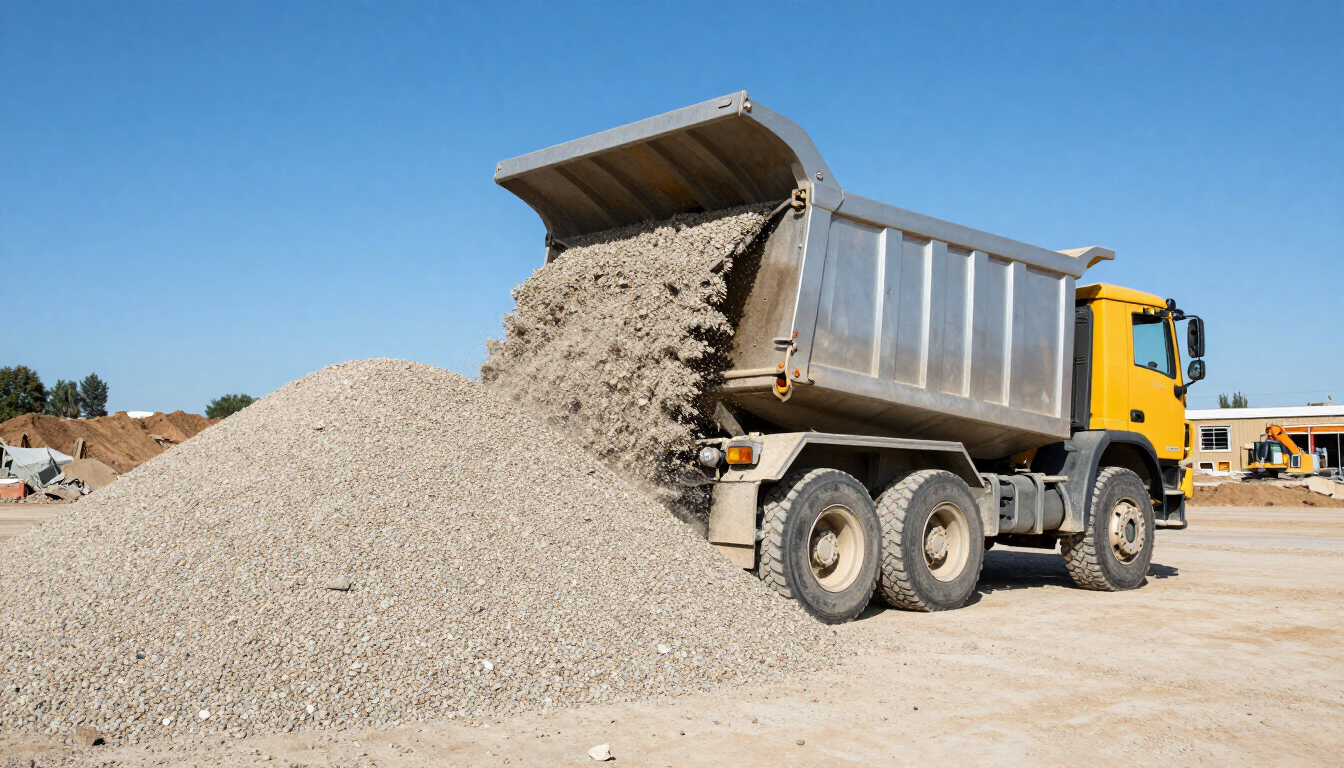 Camión tolva operando en obra de construcción en Constitución