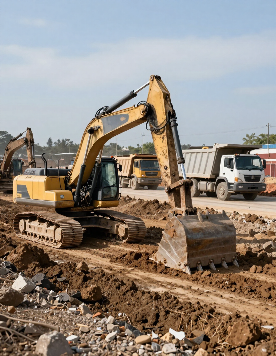 Excavadora realizando trabajos de excavación