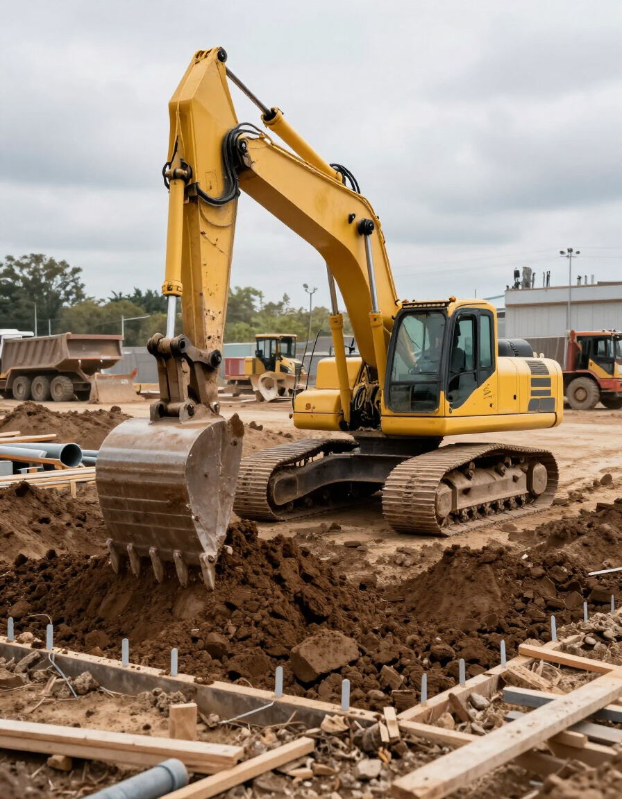 Camión tolva cargado en una obra de construcción