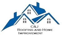 Logo: Blue house roofs overlapping with "C&J Roofing and Home Improvement" text.