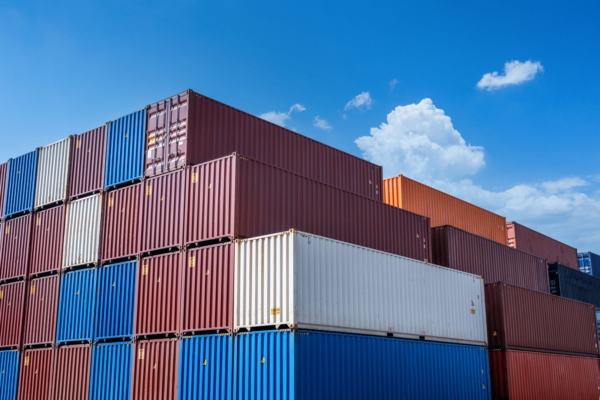 Stacked shipping containers