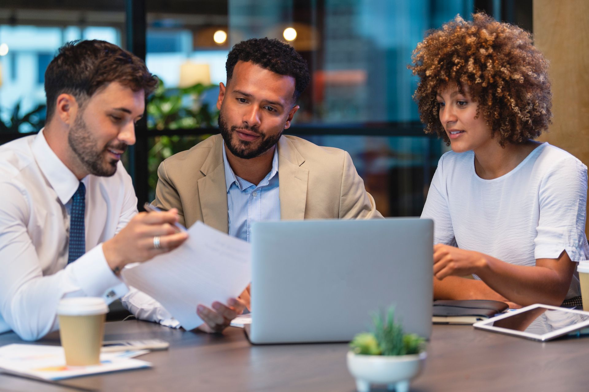 Three Business People Meeting — Bellflower, CA — Loanplex Mortgage