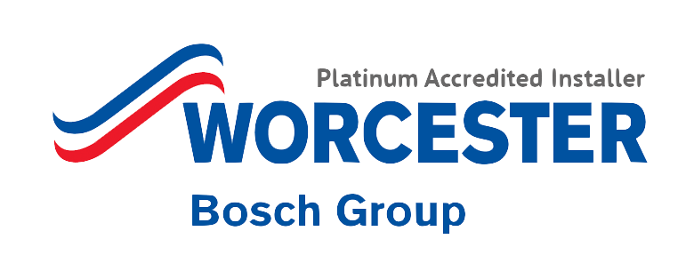 The logo for worcester bosch group is a platinum accredited installer.