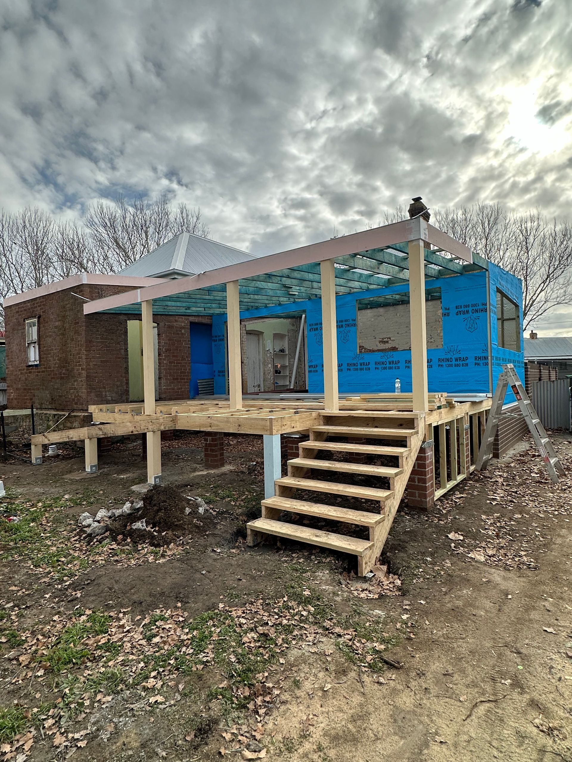 A house under construction with a deck and steps — LD Carpentry in Goulburn, NSW
