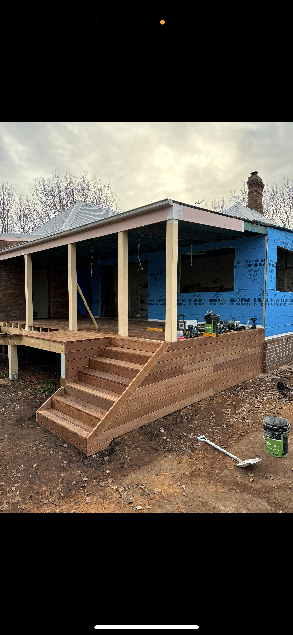 A house under construction with a porch and staircase — LD Carpentry in Goulburn, NSW