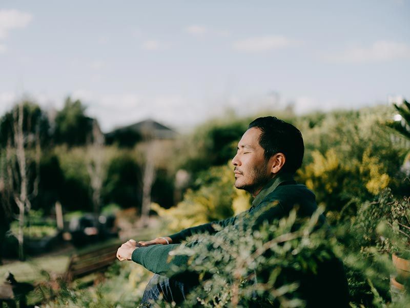Man Sitting in Garden and Relaxing — Maumee, OH — Perspective Counseling Services